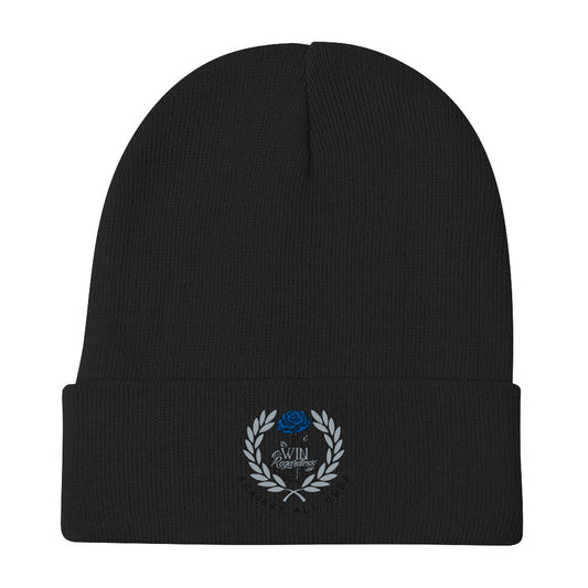 Win Regardless (blue rose) Embroidered Beanie