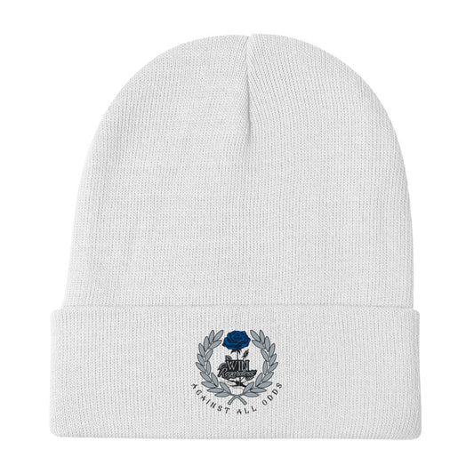 Win Regardless (blue rose) Embroidered Beanie