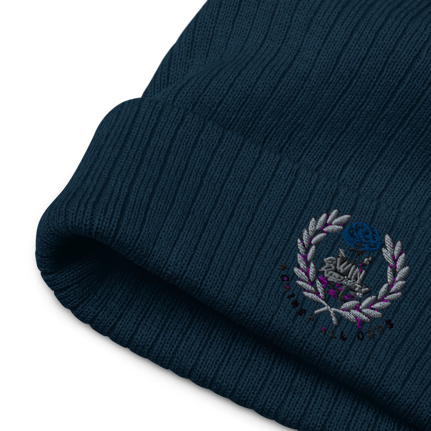 Ribbed knit beanie Win Blue Rose