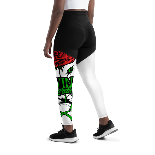 Sports Leggings Win Regardless Rose Black/White