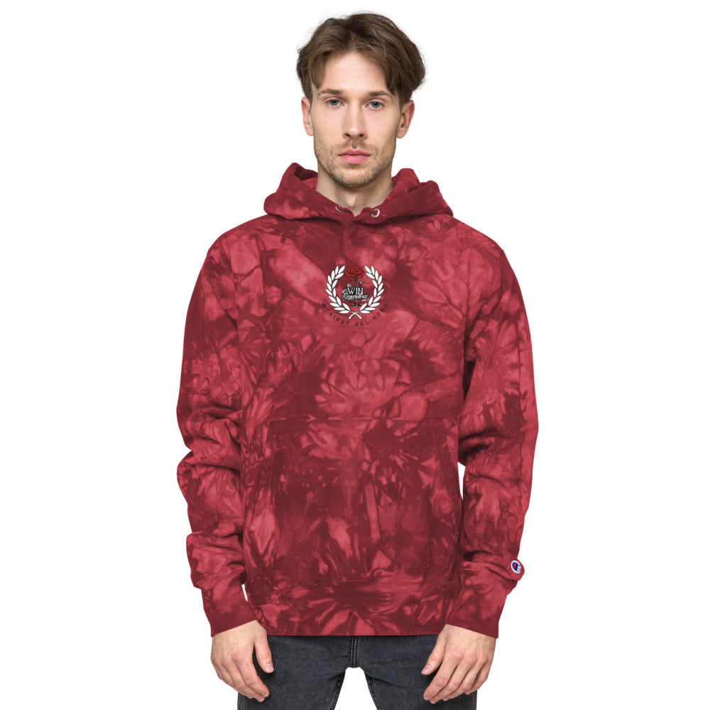 Unisex (red white rose) Champion tie-dye hoodie